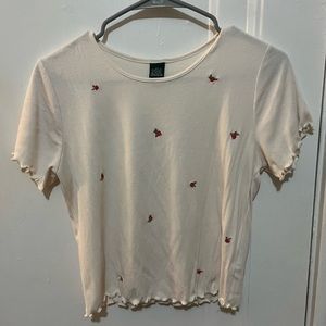 Flower embroidered shirt